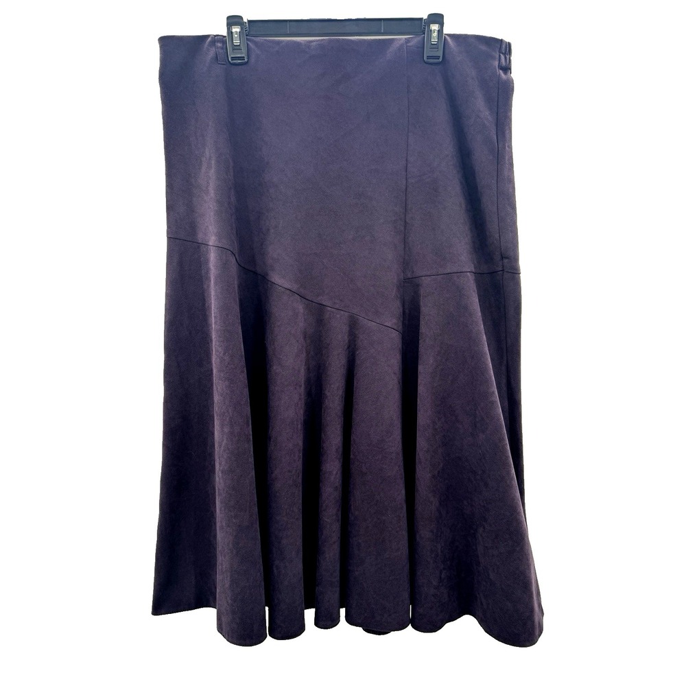 Purple Faux Suede Midi Skirt 18 Bias Cut Elastic Waist Whimsigoth Dark Fairycore